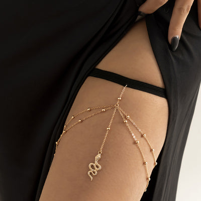 Double Layer Ball Body Chain Metal Serpent Pendant Tassel