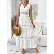 Women's Lace Stitching V-neck Sleeveless Dress