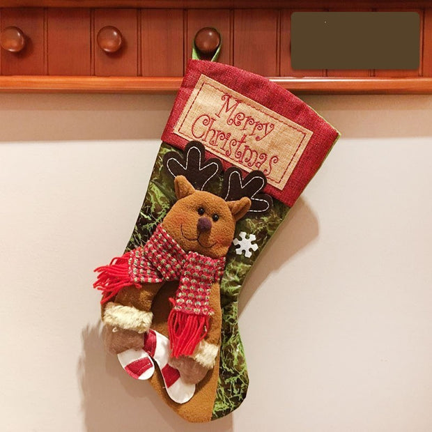 Christmas Stocking Socks Snowman Santa Elk Xmas Fireplace Xmas Tree Ornaments New Year Candy Bag Gift Christmas Decor