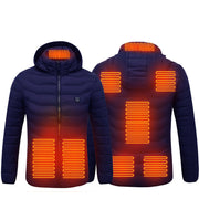 Men Heated Puffer Jacket Electric Heating Coat Insulated Hood Windbreaker 9Heat Zones