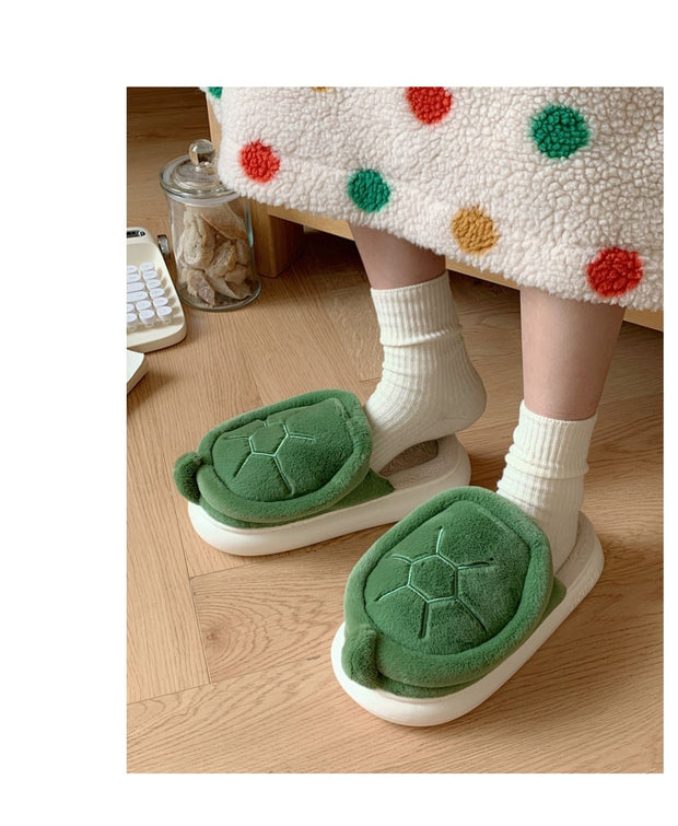 Fleece-lined Creative Little Turtle New Soft Soled Cotton Slipper