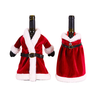 Christmas dress wine bottle set