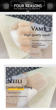 Cross Top Fur Flat Warm Plush Slipper