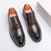 Retro Pointed Brushed Business Formal Wear Height Increasing Leather Shoes