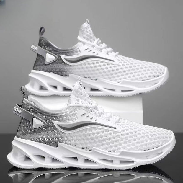 Men's Lace-up Sneakers Mesh Sports Shoes Fashion Hollow-sole Low Top Running Shoes