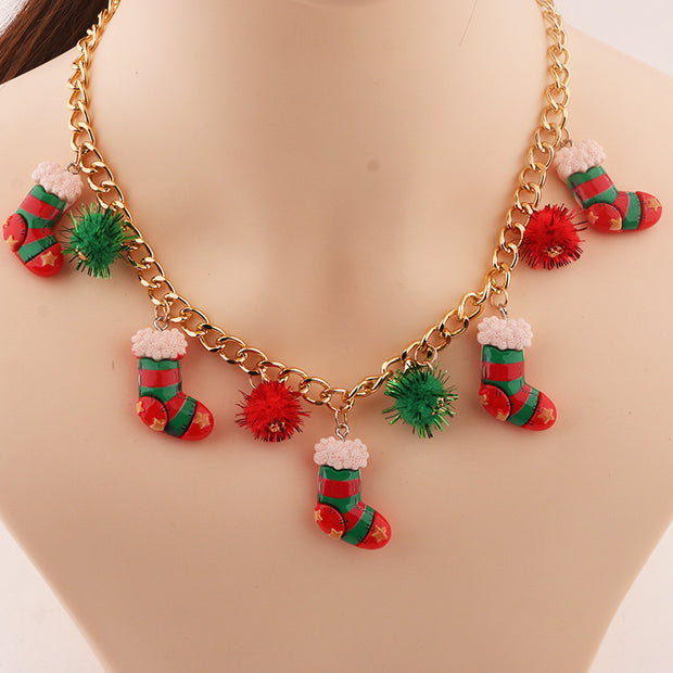 New Christmas Tree Bell Santa Claus Necklace Creative Personalized Pendant Clavicle Chain Women's Jewelry