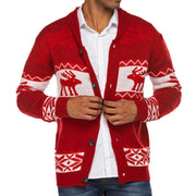 Men's Christmas Jacquard Sweater Button Cardigan Sweater Coat