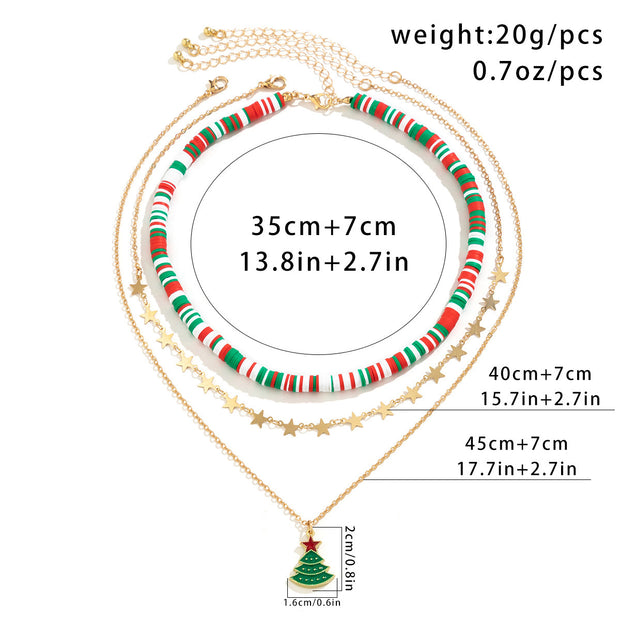 Beaded Women's Necklace Christmas Snowman Gift Imitation Crystal Ornament