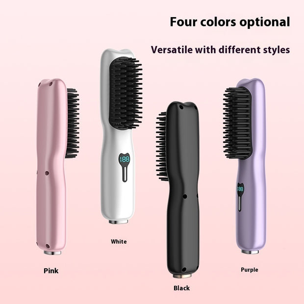 Rechargeable Wireless Straightening Comb 220 Hair Straightener Brush USB Rechargeable Flat Iron LCD Display Temperature