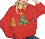 Women's Christmas Tree Casual Pullover Long Sleeve Sweater