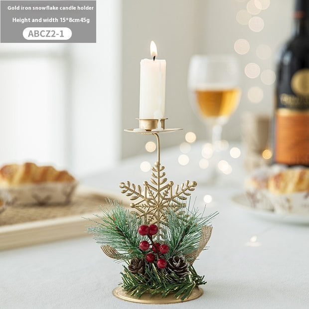 Christmas Candlestick Golden Wrought Iron Window Decoration