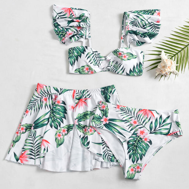 Split Three-piece Swimsuit Print Swimsuit