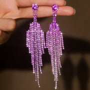 Full Rhinestone Tassel High-grade Affordable Luxury Style Unique Design Earrings