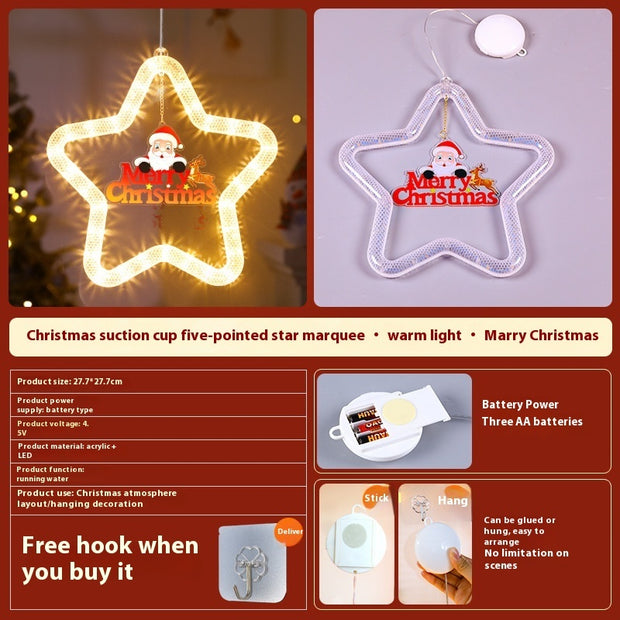 Christmas Pendant Decoration Christmas Atmosphere Led Lights Led Christmas Star Light Decoration For Window Door For Holiday