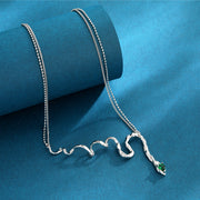 Magic Snake Enchanting Design Necklace Women's Green Zircon