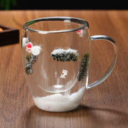 Christmas High Borosilicate Heat-resistant Double Layer Glass Cup