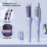 New 2 In 1 Automatic Hair Curler Straightener Negative Ion Electric Ceramic Fast Heating Rotating Magic Curler