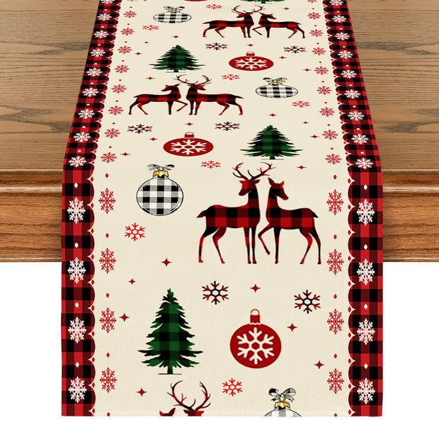 Linen Printed Snowman Old Man Table Mat