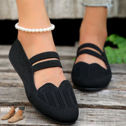 Casual Mesh Flats Women's Low-cut Round Toe Slip-on Knit Shoes