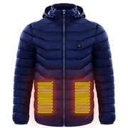 Men Heated Puffer Jacket Electric Heating Coat Insulated Hood Windbreaker 9Heat Zones