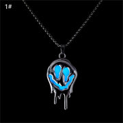 Zinc Alloy Noctilucent Necklace Halloween Ghost Glowing Grimace Pendant