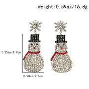 Rhinestone Cute Christmas Fashion Snowman Earrings