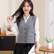 Women's V-neck Twist Knitted Vest