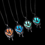 Zinc Alloy Noctilucent Necklace Halloween Ghost Glowing Grimace Pendant