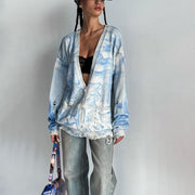 Vintage Tie-dyed Distressed Woolen Coat Women's Cardigan