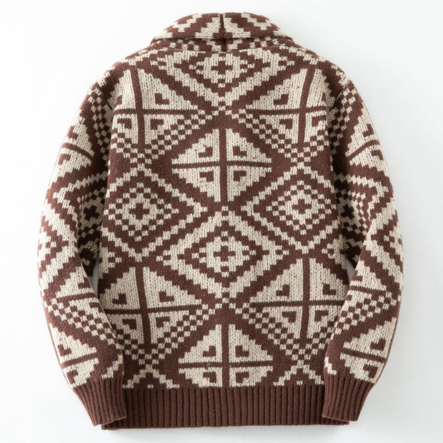 Men's Casual Geometric Jacquard Sweater