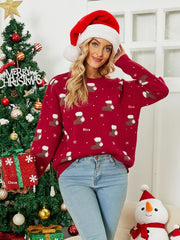 European And American Knitwear Autumn And Winter Pullover Round Neck Snowflake Christmas Sweater