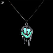 Zinc Alloy Noctilucent Necklace Halloween Ghost Glowing Grimace Pendant