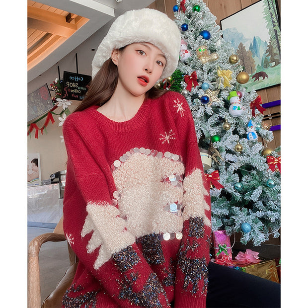 Women's Mid-length Christmas Lazy Loose Bottoming Sweater