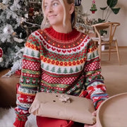 Women's Christmas Knitted Half High Collar Sweater